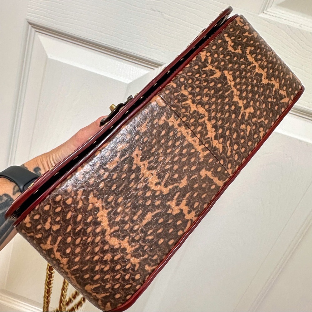 SOLD Coach Madison Shoulder Bag Refined Calf Leather Canvas & Snakeskin - Picture 6 of 13
